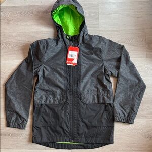 The North Face Charcoal and Black Jacket with Neon Green Lining